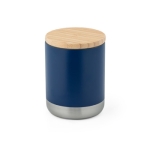 Caneca térmica de aço resistente com tampa de bambu 370ml Scandi cor azul-marinho