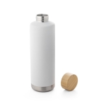 Garrafa de aço com tampa de bambu e pega metalizada 640ml Ultimate cor branco terceira vista