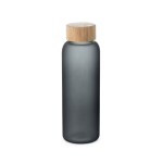 Garrafa de vidro com acabamento mate e tampa de bambu 500ml cor preto