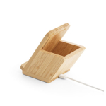 Carregador com suporte para telemóvel e porta-lápis em bambu Desk cor natural segunda vista