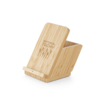 Carregador com suporte para telemóvel e porta-lápis em bambu Desk cor natural imagem com logo