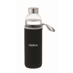 Garrafas personalizadas de vidro com manga 750ml Downtown Crystal Large cor preto vista principal
