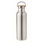 Garrafas personalizadas térmicas mate com detalhe bambu 750ml Clip Med cor prateado mate