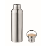 Garrafas personalizadas térmicas mate com detalhe bambu 750ml Clip Med cor prateado mate terceira vista
