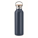 Garrafas personalizadas térmicas mate com detalhe bambu 750ml Clip Med cor azul-marinho