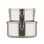 Conjunto de 2 lancheiras circulares de aço de 450 e 900ml Inox cor prateado mate sétima vista
