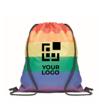 Mochila de cordão de PP com cores arco-íris Rainbow rPET cor multicolor vista principal