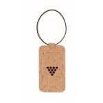 Identificador de malas em cortiça personalizado com logótipo Cork cor bege vista principal quarta vista