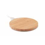 Carregador sem fio redondo simples de bambu Natura Ultra cor madeira