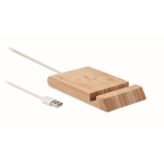 Carregador de bambu de 10W com suporte para smartphone Valley cor madeira