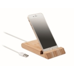 Carregador de bambu de 10W com suporte para smartphone Valley cor madeira segunda vista