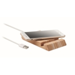 Carregador de bambu de 10W com suporte para smartphone Valley cor madeira quarta vista