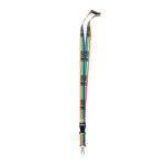 Lanyard de rPET arco-íris com fivela e fecho de segurança Rainbow cor multicolor vista principal