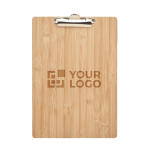 Capa em bambu com clipe metálico personalizado A4 Admin vista principal