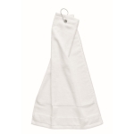 Toalha de golfe de algodão com anel para fixação 350 g/m2 Sport Pro cor branco