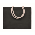 Saco para compras ou para a praia com alças curtas Jute Ibiza cor preto segunda vista