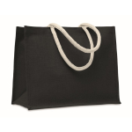 Saco para compras ou para a praia com alças curtas Jute Ibiza cor preto terceira vista