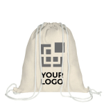 Mochila de cordão sublimada de poliéster macio Poli Sublim cor bege vista principal