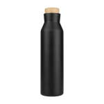 Garrafa de aço publicitária com tampa de bambu 600ml Avenue Park cor preto