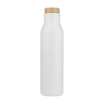 Garrafa de aço publicitária com tampa de bambu 600ml Avenue Park cor branco