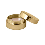Bálsamo labial em frasquinho, tampa e aroma baunilha, SPF15 cor dourado