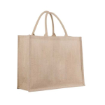 Saco de juta personalizado, interior laminado e alças curtas Jute Shop cor natural