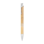 Canetas ecológicas personalizadas de bambu e alumínio tinta azul Aster Bamboo cor madeira