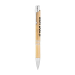 Canetas ecológicas personalizadas de bambu e alumínio tinta azul Aster Bamboo vista principal