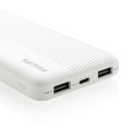 Power bank publicitário longa duração com USB dual 10.000 mAh Philips cor branco quinta vista