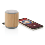 Coluna de som de bambu natural e de tecido com logotipo Remembers cor castanho segunda vista