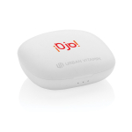 Fones compactos de alta qualidade com controle de toque Byron cor branco vista com logo