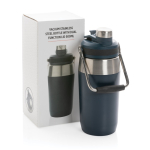 Garrafa de aço para excursão com tampa de dupla função 500ml Slender cor azul-marinho vista com caixa