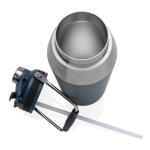 Garrafa térmica grande com tampa com palhinha para excursão 1L Slender cor azul-marinho quinta vista