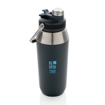 Garrafa térmica grande com tampa com palhinha para excursão 1L Slender cor azul-marinho vista principal