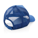 Boné tipo camionista sustentável de algodão com rede Eco Mesh cor azul quinta vista