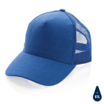 Boné tipo camionista sustentável de algodão com rede Eco Mesh cor azul oitava vista