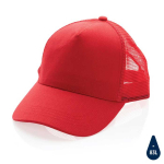 Boné tipo camionista sustentável de algodão com rede Eco Mesh cor vermelho oitava vista