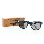 Óculos de sol de plástico reciclado, lentes acrílicas esfumadas Greeny cor azul-marinho vista com caixa