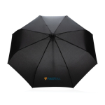 Guarda-chuva pequeno anti-vento fecho e abertura automáticos ø94 RPET cor preto vista com logo