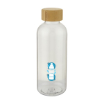 Garrafas personalizadas feitas de plástico reciclado 650ml rPET Nature cor transparente vista impressão tampografia