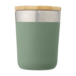 Copo térmico de aço com tampa de bambu orgânico 330ml Organic Cover cor verde menta segunda vista frontal