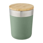 Copo térmico de aço com tampa de bambu orgânico 330ml Organic Cover cor verde menta segunda vista