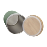 Copo térmico de aço com tampa de bambu orgânico 330ml Organic Cover cor verde menta terceira vista