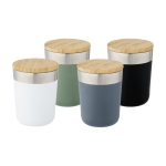 Copo térmico de aço com tampa de bambu orgânico 330ml Organic Cover cor verde menta segunda vista várias cores