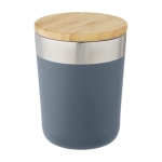Copo térmico de aço com tampa de bambu orgânico 330ml Organic Cover cor azul petróleo segunda vista