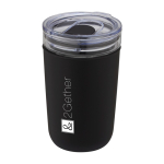 Copo de vidro de borosilicato e plástico reciclado 420ml Glass cor preto vista impressão tampografia