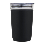 Copo de vidro de borosilicato e plástico reciclado 420ml Glass cor preto vista lateral