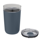 Copo de vidro de borosilicato e plástico reciclado 420ml Glass cor azul petróleo