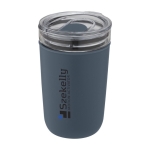Copo de vidro de borosilicato e plástico reciclado 420ml Glass cor azul petróleo vista impressão tampografia