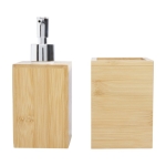 Kit de três acessórios de bambu para banho com logótipo Bamboo cor natural